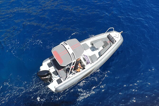 8 Hour Boat Rental Aqua Spirit 585DC in Ibiza - Comfort That Changes the Whole Day: Hardtop Shade, Swim Ladder, and a Fridge