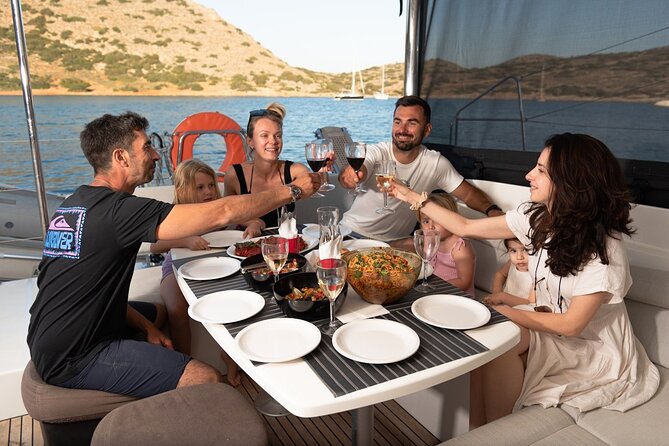 Ag. Nikolaos Catamaran to Spinalonga - Gourmet Meal & Water Toys - Boarding at Agios Nikolaos Marina: fast, friendly, and ready to move