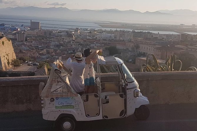 Apelisetta tuk tuk: 2 hours tour of Cagliari - Capo Sant’Elia style viewpoint energy: short stop, big payoff