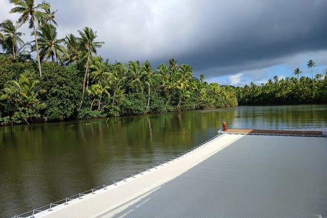 Apetahi day trip around Raiatea on a modern outrigger canoe - Blue Lagoon comfort: shade, trampoline fun, and how to stay comfortable