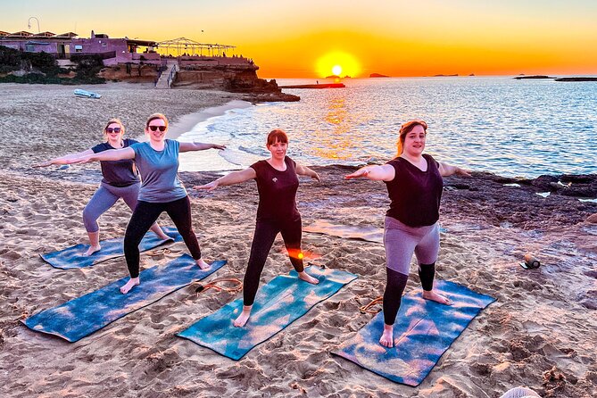 Beach Yoga San Antonio Ibiza - When to book: Tuesday morning, Wednesday sunset, Friday late morning, Saturday early afternoon