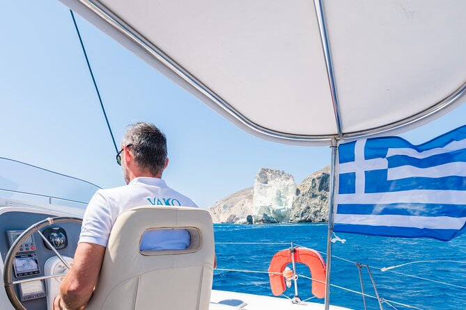 Best of Santorini Private Half-Day Catamaran Cruise with transfer and meal - Palea Kameni and Nea Kameni: hot springs on a volcanic island
