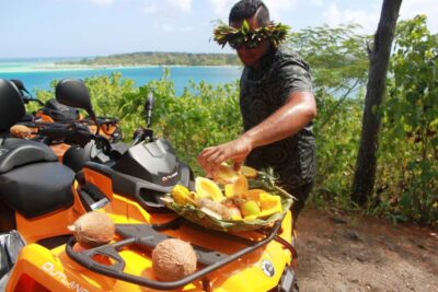 Bora Bora: Island Tour and Mountains Getaway by Quad Bike - Anau Rock Formation: Overwater Bungalows and Mount Otemanu in One Frame