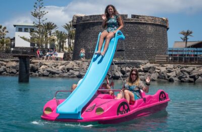 Caleta de Fuste: Pedalo with slide rental - The Ride Plan: How Pedaling Around the Bay Feels