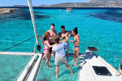Catamaran Semi Cruise Paros Antiparos includes Food and Drinks - Captain Angel and chef Georgina: the human touch behind the comfort