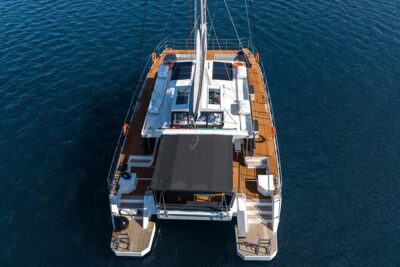 Comfort Max Catamaran Caldera Cruise with BBQ and Drinks - Stop 1: Santorini Volcano and hot-springs waters