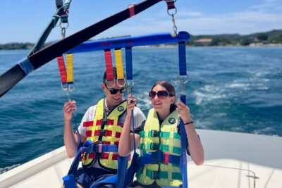 Corfu Parasailing - Fly High in the Sky - Getting kitted: lifejacket, harness, and a calm briefing