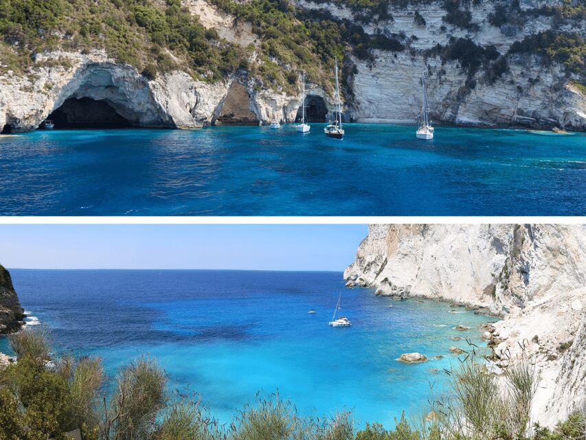Corfu: Paxos Island Full-Day Cruise with Blue Caves - The Blue Caves stop: photos first, then quick water time
