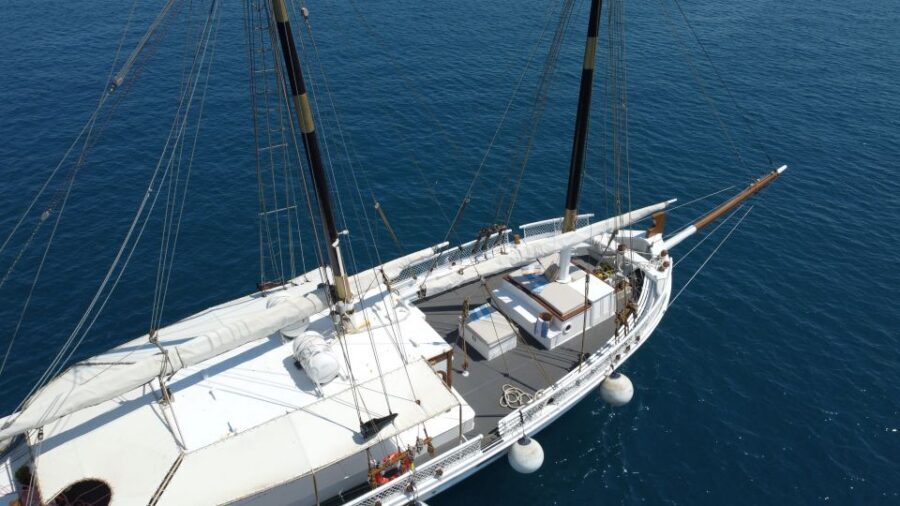 Corfu Town: Full-Day Cruise with Lunch, Drinks & Swim Stops - Boarding Koryfo: Size, Comfort, and Included Extras