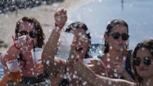 Costa Adeje: Tenerife Monkey Beach Club Utopia Pool Party - Rooftop infinity pool and the Tenerife coast panorama