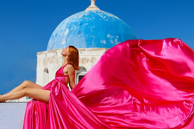 Flying Dress Photoshoot Experience in Santorini with pick up - Choosing your dress color and changing in a private space
