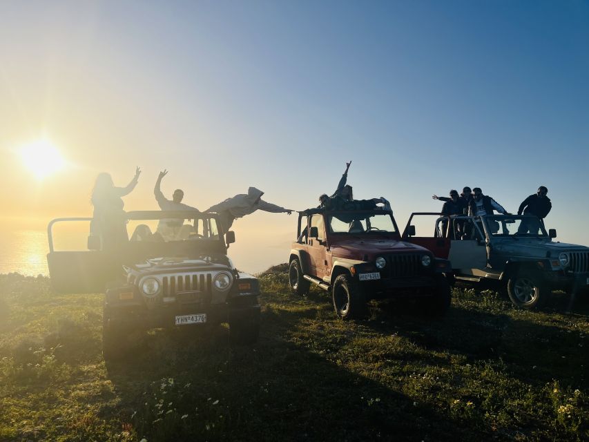 From Fira: Santorini Wrangler Jeep Convoy Tour & Villages - Entering Santorini through a convoy, not a traffic jam