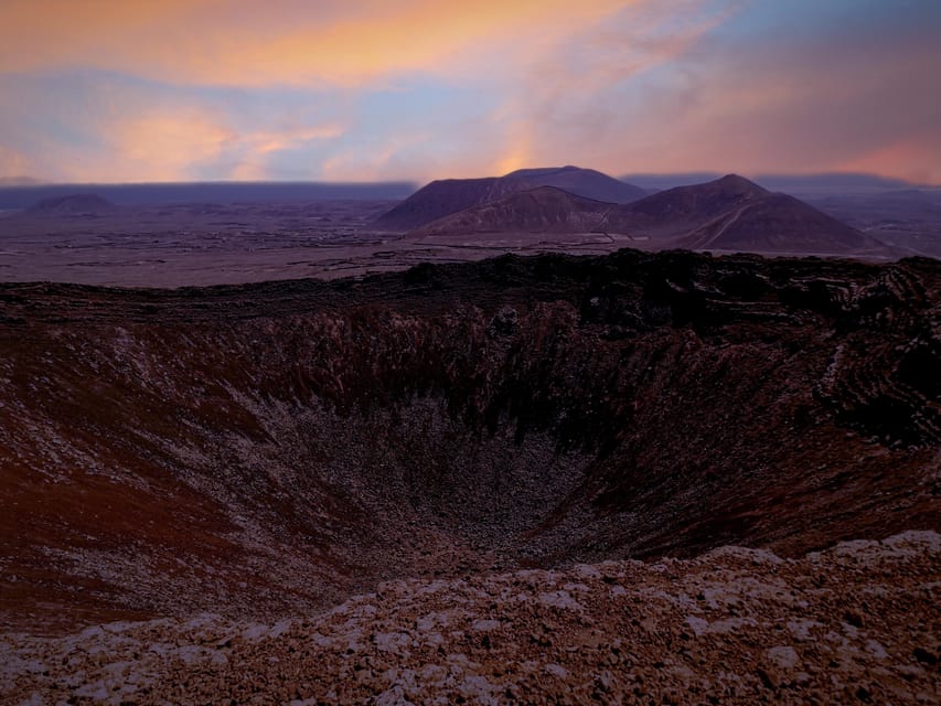 From Fuerteventura: Sunset Hike at Volcano with Scenic Views - At the top: crater views and panoramic viewpoints