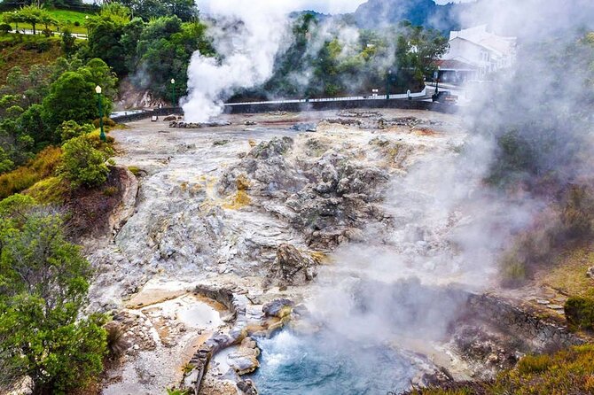 Furnas Volcano & Tea Plantation With Traditional Lunch, East Tour - South coast finale at Nossa Senhora da Paz in Vila Franca do Campo