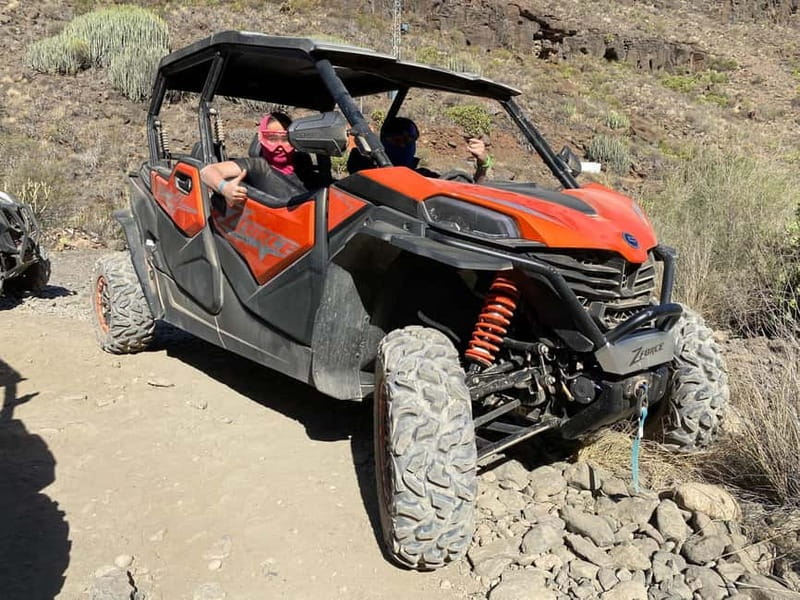 GRAN CANARIA: FAMILY MONSTER BUGGY <em>4 SEATS -LONG TOUR 2.5HR – Key Things to Know Before You Go’ /></p>
<ul>
<li><strong>Drive your own 4-seater buggy</strong>: You are not just riding along. You steer your own machine on and off road.</li>
<li><strong>Maspalomas direction to Fataga</strong>: The route takes you through mountain areas with valleys and canyon-like sections.</li>
<li><strong>Goggles are included</strong>: You get off-road goggles, but dust masks are not included.</li>
<li><strong>Kids have a real role as passengers</strong>: Kids need about 1 meter height (around 4 to 5 years old) to join.</li>
<li><strong>Driver rules matter</strong>: You need a valid driver’s license, and licensed drivers must meet the stated experience and age requirements.</li>
<li><strong>Swapping drivers is possible</strong>: You can switch drivers at no extra cost, as long as the rules for drivers are met.</li>
</ul>
<h2 id="entering-the-south-what-this-buggy-tour-feels-like">Entering The South: What This Buggy Tour Feels Like</h2>
<p><img width="800" height="600" decoding="async" src=