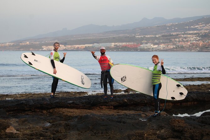 Group Surfing Lesson at Playa de las Américas, Tenerife - The 2.5-hour flow: theory, stand-up drills on sand, then real water