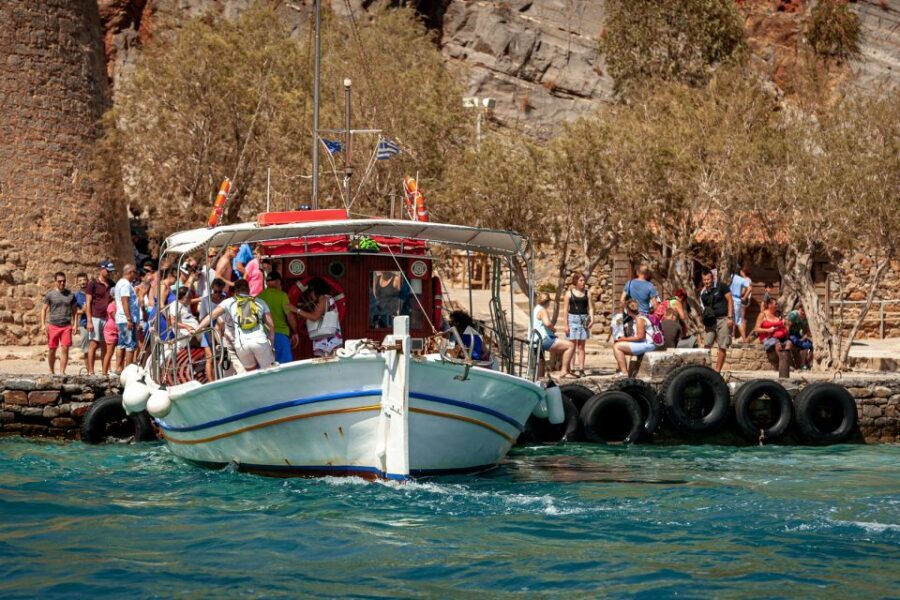 Heraklion: Spinalonga, Agios Nikolaos, Elounda & Plaka Tour - Kolokytha Bay swimming stop and the onboard BBQ: the “good, not gourmet” lunch setup