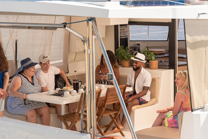 Hersonissos: Luxury Sunset Catamaran Cruise Sushi & Open Bar - From DanEri Yachts to the water: what happens before sunset