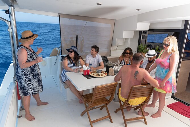 Hersonissos: Luxury Sunset Catamaran Cruise Sushi & Open Bar - Sushi, fruit, and the open bar: how the food and drinks really work