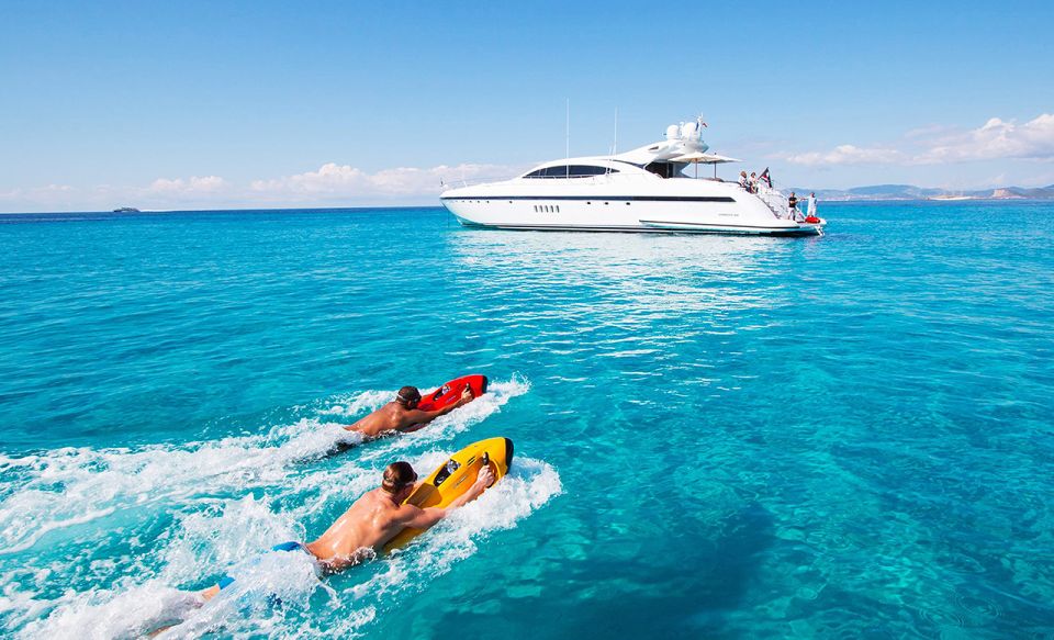 Ibiza: Beach and Cave Boat Tour with Luxury Water Toys - From San Antonio Port to a Secluded Cave Coast