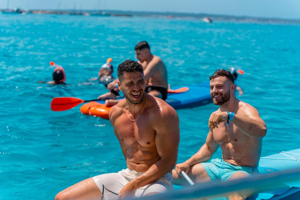 Ibiza: Formentera Boat Cruise with Paddle, Snorkel & Lunch - Es Palmador: paddleboards, swimming, and lunch on the water