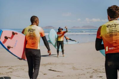 Lanzarote: Famara Beach Surfing Lesson for All Levels - The core plan: warm-up, skill grouping, and getting to the right spot