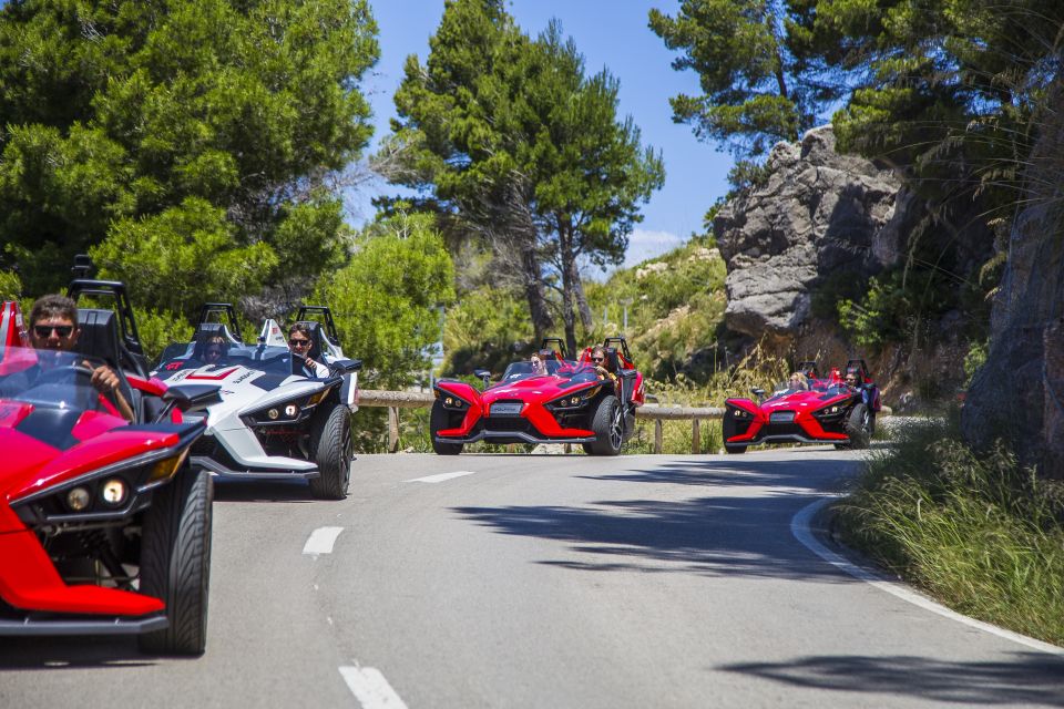 Mallorca: Formula Car Tour to Sa Foradada - A three-wheeled formula car on Mallorca’s Tramuntana roads