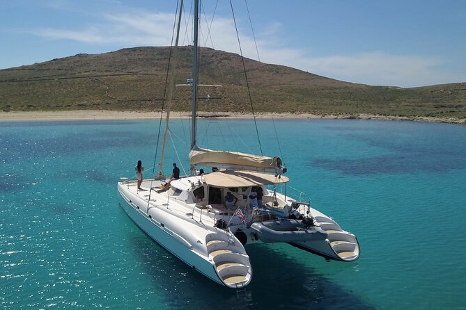 Mykonos Catamaran Premium Day-Sunset Tours 8-flavor Meal & Drinks - Open Bar Details: Unlimited Beer, White Wine, Soft Drinks, and Bottled Water