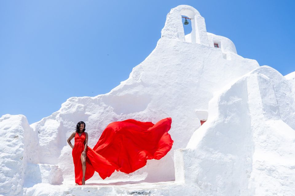 Mykonos Flying Dress Photoshoot - Photo Delivery: 50 Professionally Edited Images in Your Inbox