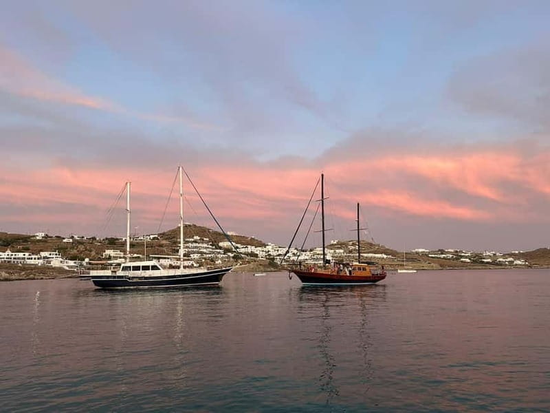 Mykonos: Sunset Boat Cruise with Light Dinner & Drinks - Elia and Super Paradise Swimming: Snorkeling Gear and Real Swim Time