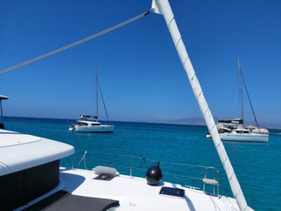Naxos: Catamaran Cruise with Swim Stops, Food, and Drinks - The catamaran setup: Danae, Rena, Anassa, and Steve π