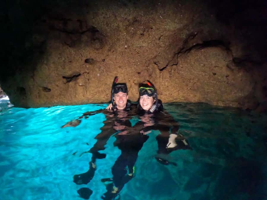 Okinawa: Blue Cave Private Snorkeling Tour with Guide - Blue Cave time: stalactites, calm exploration, and guide photos