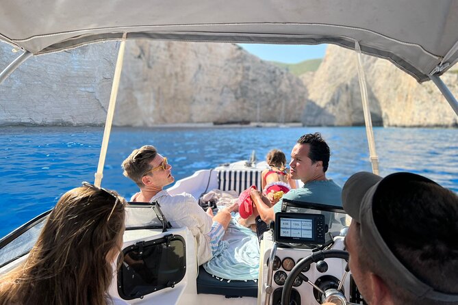 Private 7m 250hp speed boat tour Shipwreck Blue caves up to 8pax - Skinari Blue Caves: Swimming for That Fluorescent Blue Effect