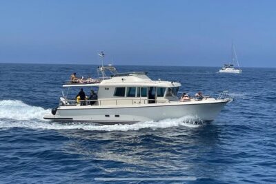 Private Full-Day Motor Yacht Cruise with Meal, Open Bar+Transfers - The caldera sailing route: from Vlychada toward beaches and caves