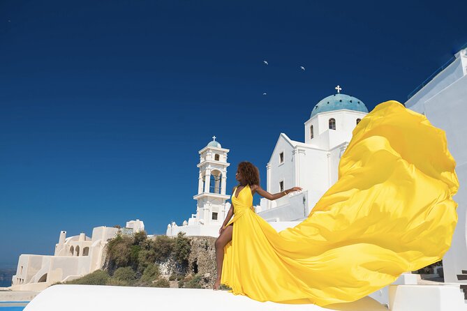Professional Flying Dress Photoshoot In Santorini - Key highlights before you go