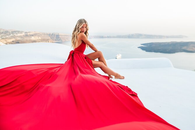 Professional Flying Dress Photoshoot In Santorini - Price and Value in Santorini Dollars