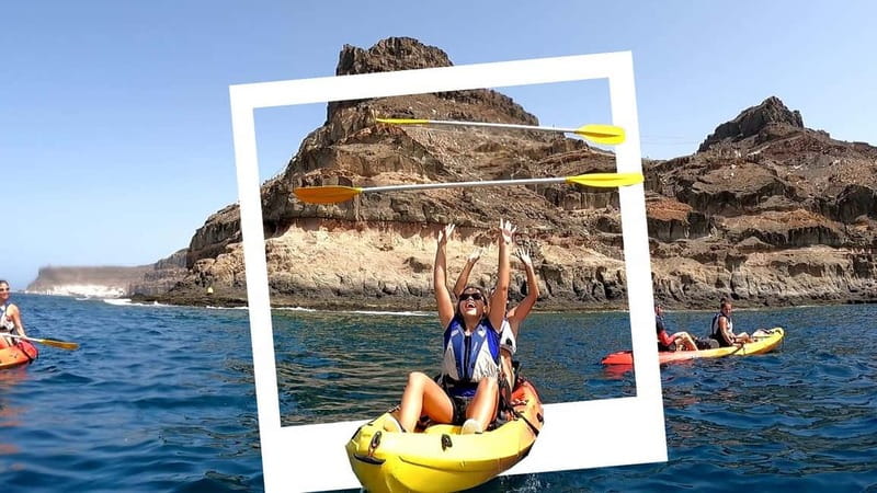 Puerto Mogán: Guided Adventure Kayak Tour in Caves & Snorkel - The first paddling section: a 4 km route with real coastline energy