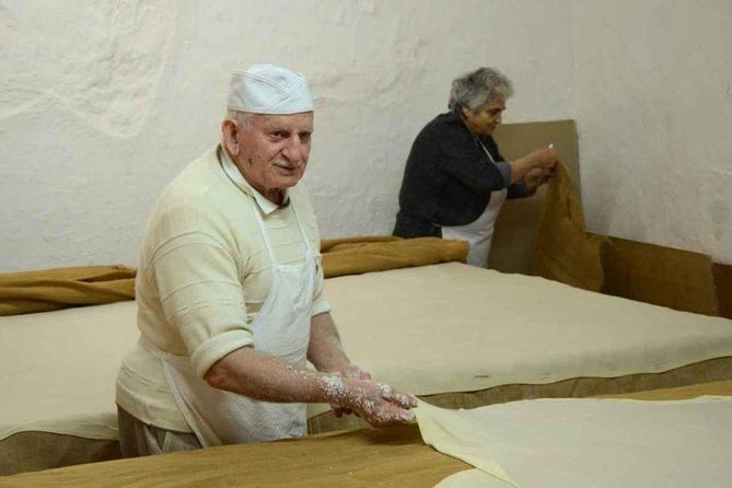 Rethymno Walking & Gastronomy Tour - The Venetian philo workshop: watching kantaifi and baklava dough happen