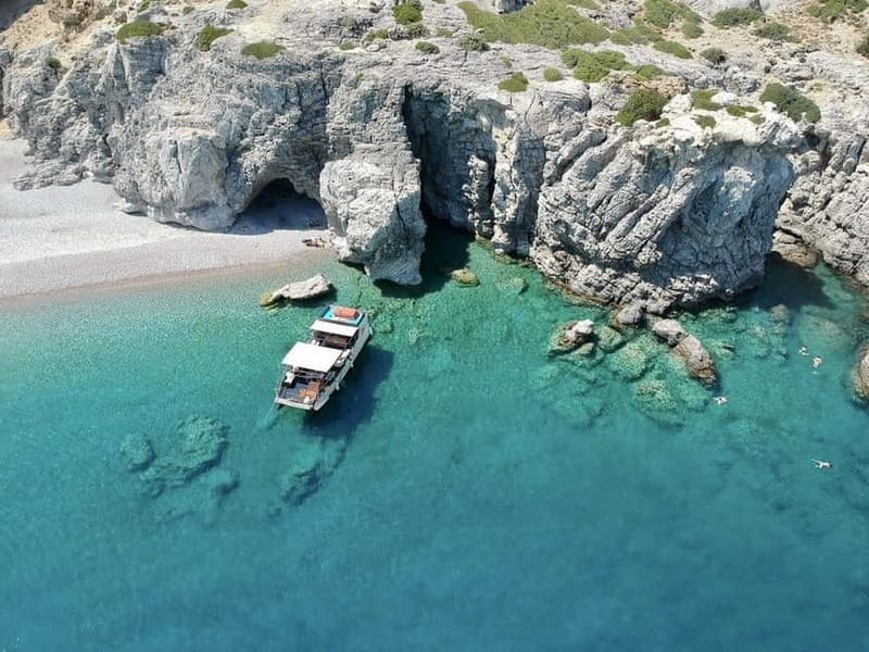 Rhodes: Anthony Quinn, Ladiko and Caves All-Inclusive Cruise - Aphrodite catamaran: comfy sofas, easy fun, real Greek hospitality