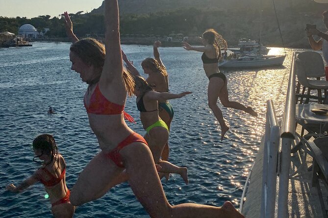 Rhodes Bay to Bay Swim Cruise-Greek Buffet w/wine included - Food, Wine, and Onboard Comfort: Greek Buffet Energy, Not a Fine-Dining Test