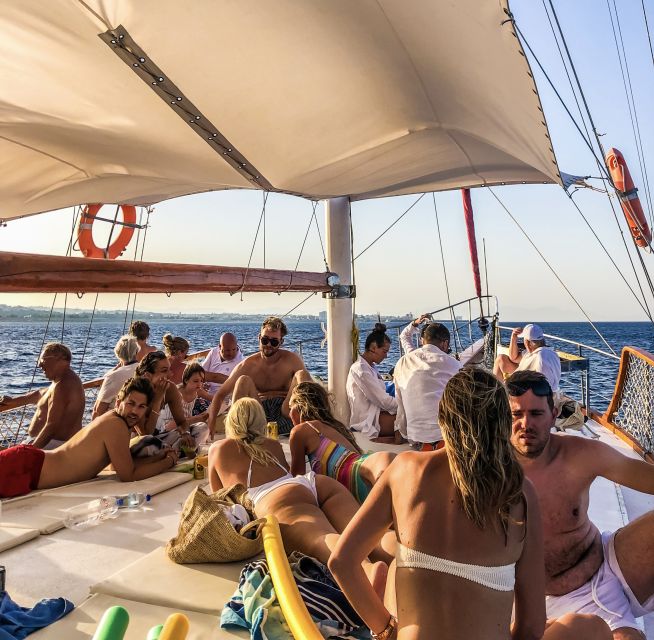 Rhodes: Cruise with 3 Stops, Lunch and Unlimited Drinks - On board Royal Sailing Rhodes: wooden-boat comfort and good spots