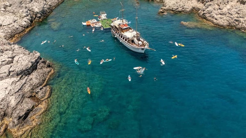 Rhodes: Gulet Trip with Food, Drinks, SUP, Kayak & Swimming - Fun Island–Ladiko: The Included Activity Zone