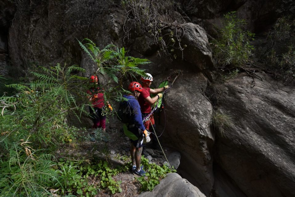 Santa Cruz de Tenerife: Vilaflor Canyoning Tour - First rappel in Vilaflor: about 20 meters of real canyoning