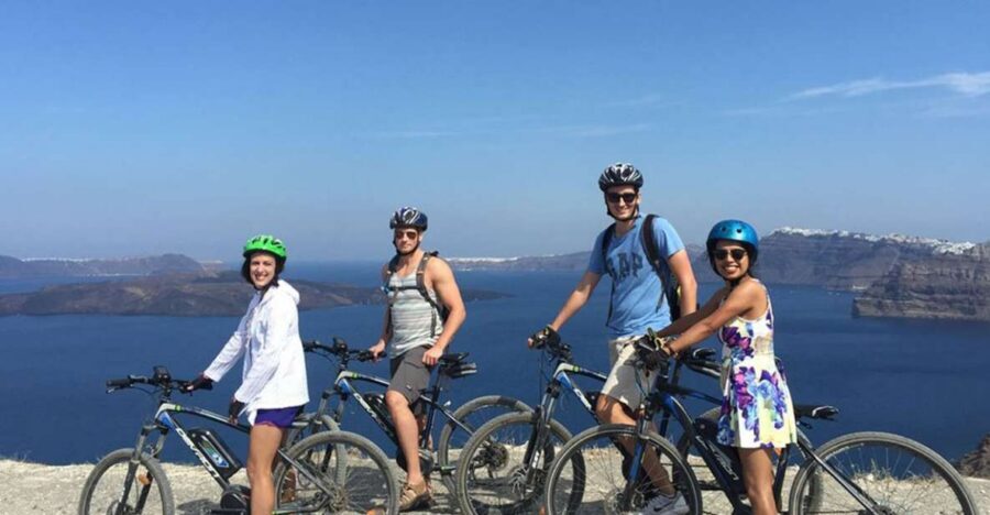 Santorini: Around the Island by Electric Bike - Megalochori: caldera views plus the heart on the rock
