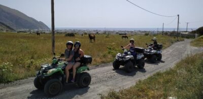 Santorini: ATV-Quad Experience - From Perissa black sand to Emporio and the Venetian Castle