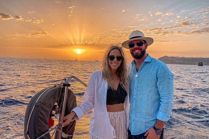 Santorini Catamaran Cruise with Greek Meal, Open-Bar and Sunset - Nea Kameni Hot Springs: Warm Sulfur Water in About 20 Minutes