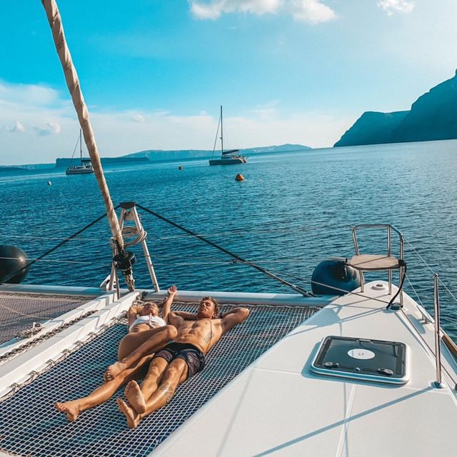 Santorini: Catamaran Cruise with Meal & Open Bar - White Beach and the Short “Sailing Breaks” That Keep It Fun