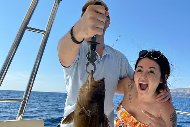 Santorini Fishing Private Cruise boat tour - BBQ, Snorkeling - The BBQ lunch: eating what you caught (and a whole lot more)