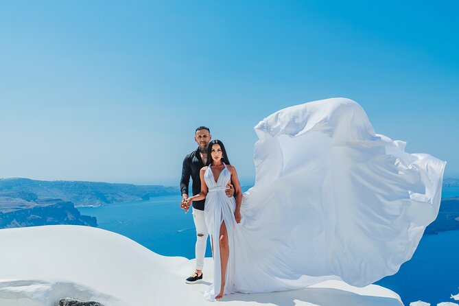 Santorini flying dress photo - Photo editing: color correction, retouching, and what you’ll receive