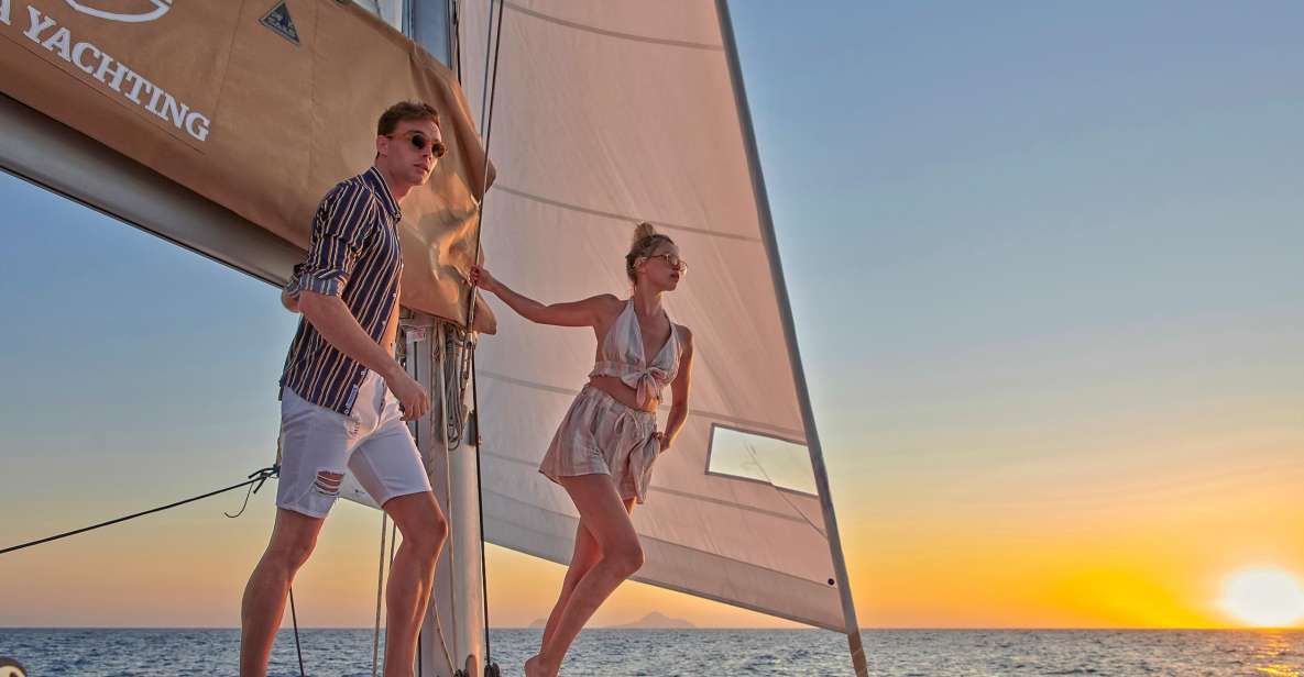 Santorini Gold Catamaran Cruise with Snorkel, BBQ & Open Bar - Getting going from Vlychada Marina: the part you don’t want to waste time on